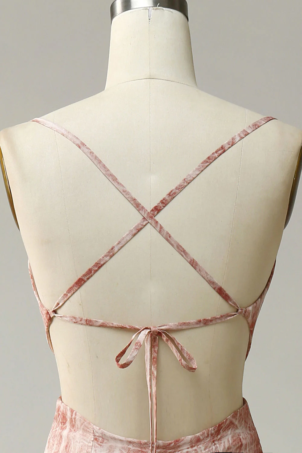 Sheath Spaghetti Straps Blush Long Bridesmaid Dress with Split Front - JUORTHO