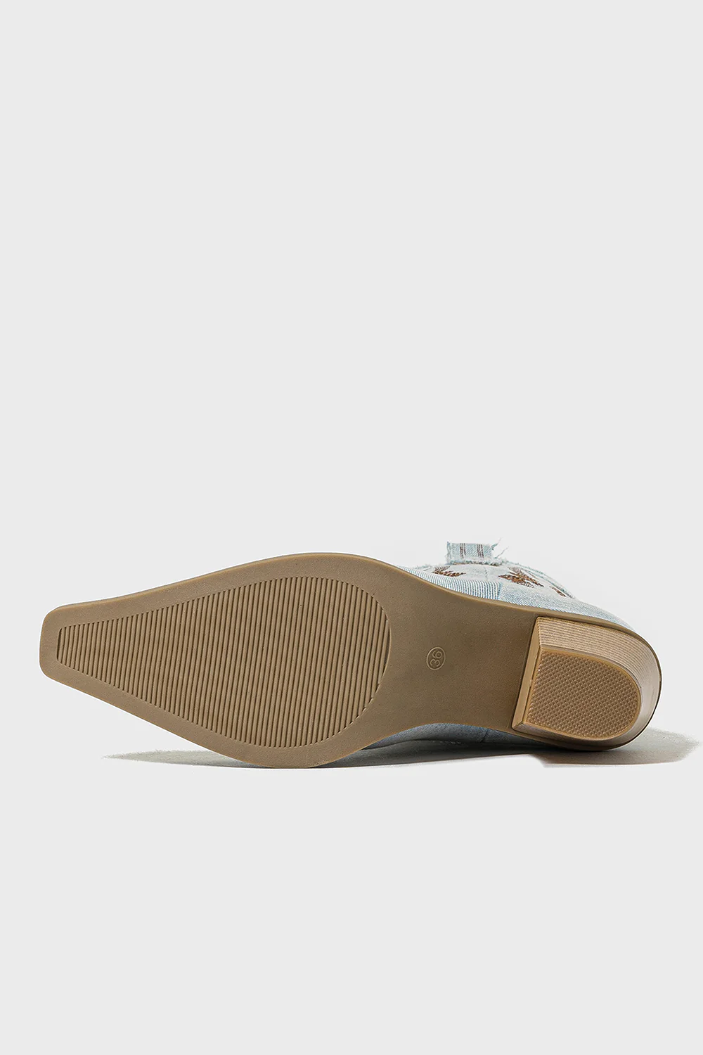 Dark Blue Embroidered Wide Calf Chunky Heel Western Cowgirl Boots - JUORTHO