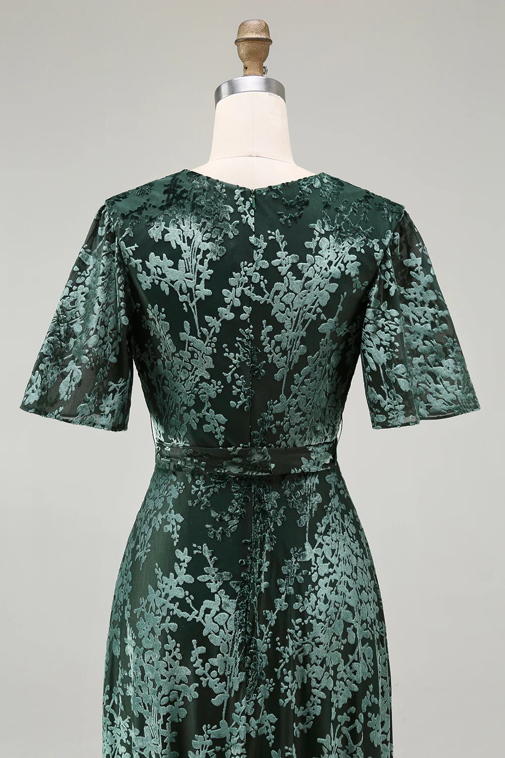 V-Neck Dark Green Mother of Bride Dress with Slit - JUORTHO