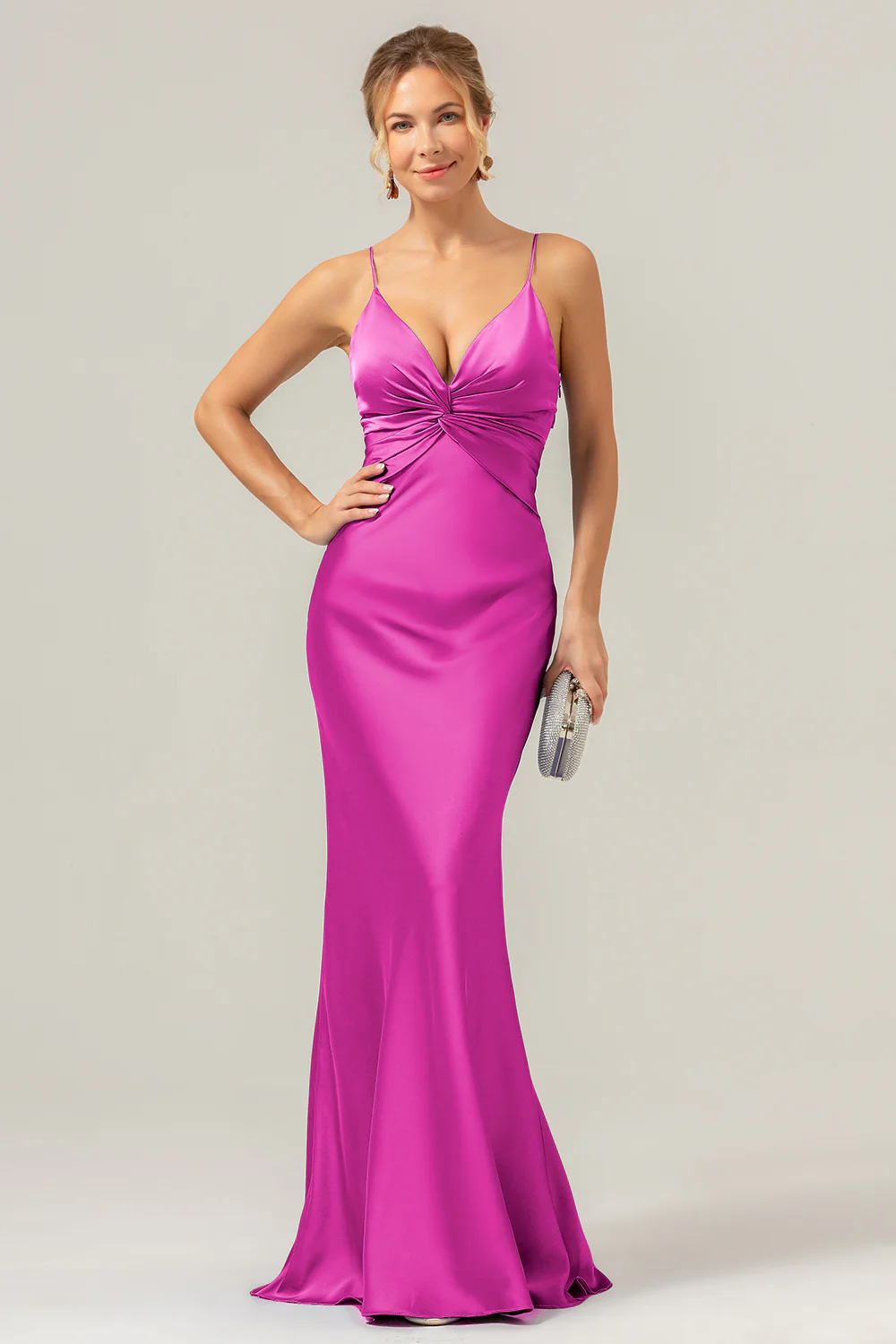 Purple Mermaid Spaghetti Straps Hollow Out Bridesmaid Dress - JUORTHO