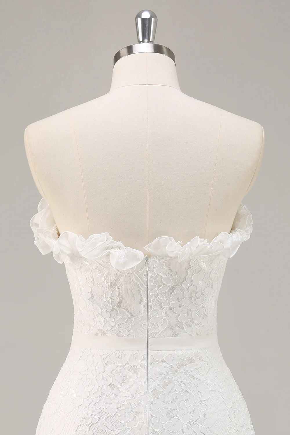 White A Line Lace Sweetheart Mini Graduation Dress - JUORTHO