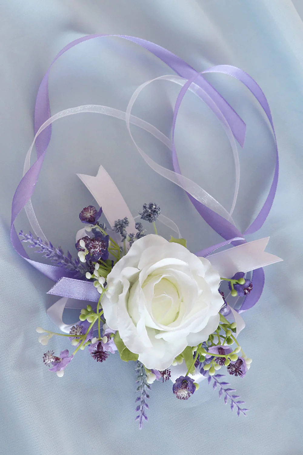 Ivory Rose Wrist Corsage and Men Boutonniere Set for Prom Wedding Party - JUORTHO