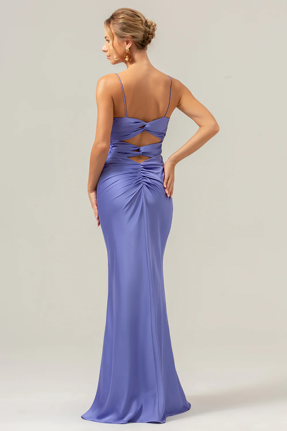 Purple Mermaid Spaghetti Straps Hollow Out Bridesmaid Dress - JUORTHO