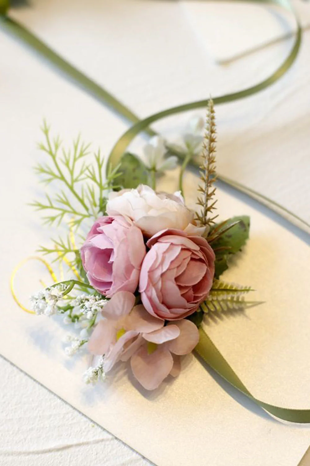 Elegant Blush Prom Wrist Corsage For Wedding Party - JUORTHO