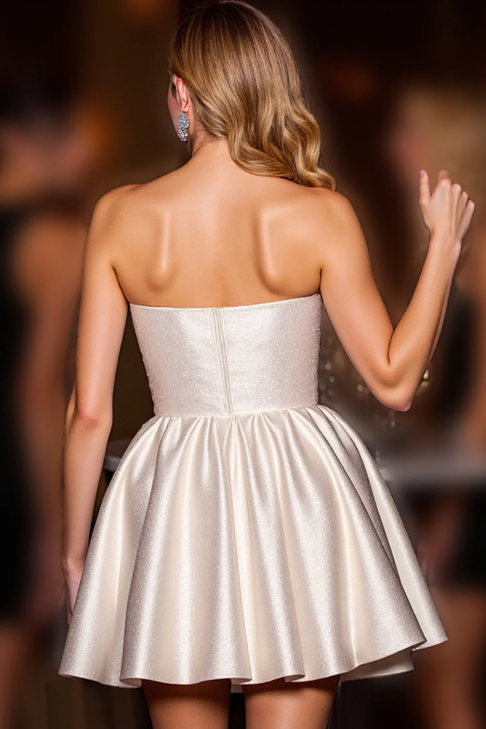 Ivory Satin Corset A Line Strapless Short Homecoming Dress - JUORTHO
