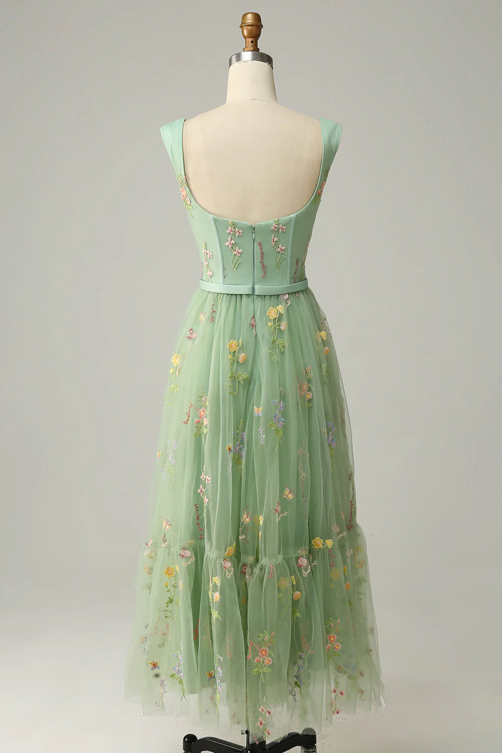 A Line Sweetheart Green Long Prom Dress with Embroidery - JUORTHO
