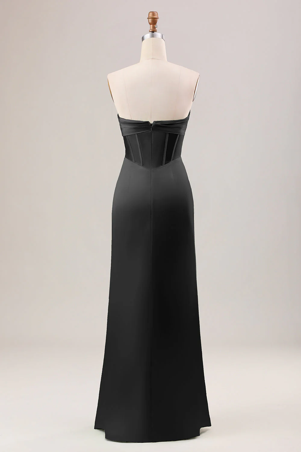 Sheath Corset Strapless Long Green Bridesmaid Dress With Slit - JUORTHO