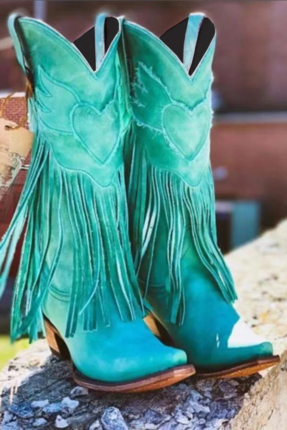 Dark Red Fringed Ankle Boots - JUORTHO