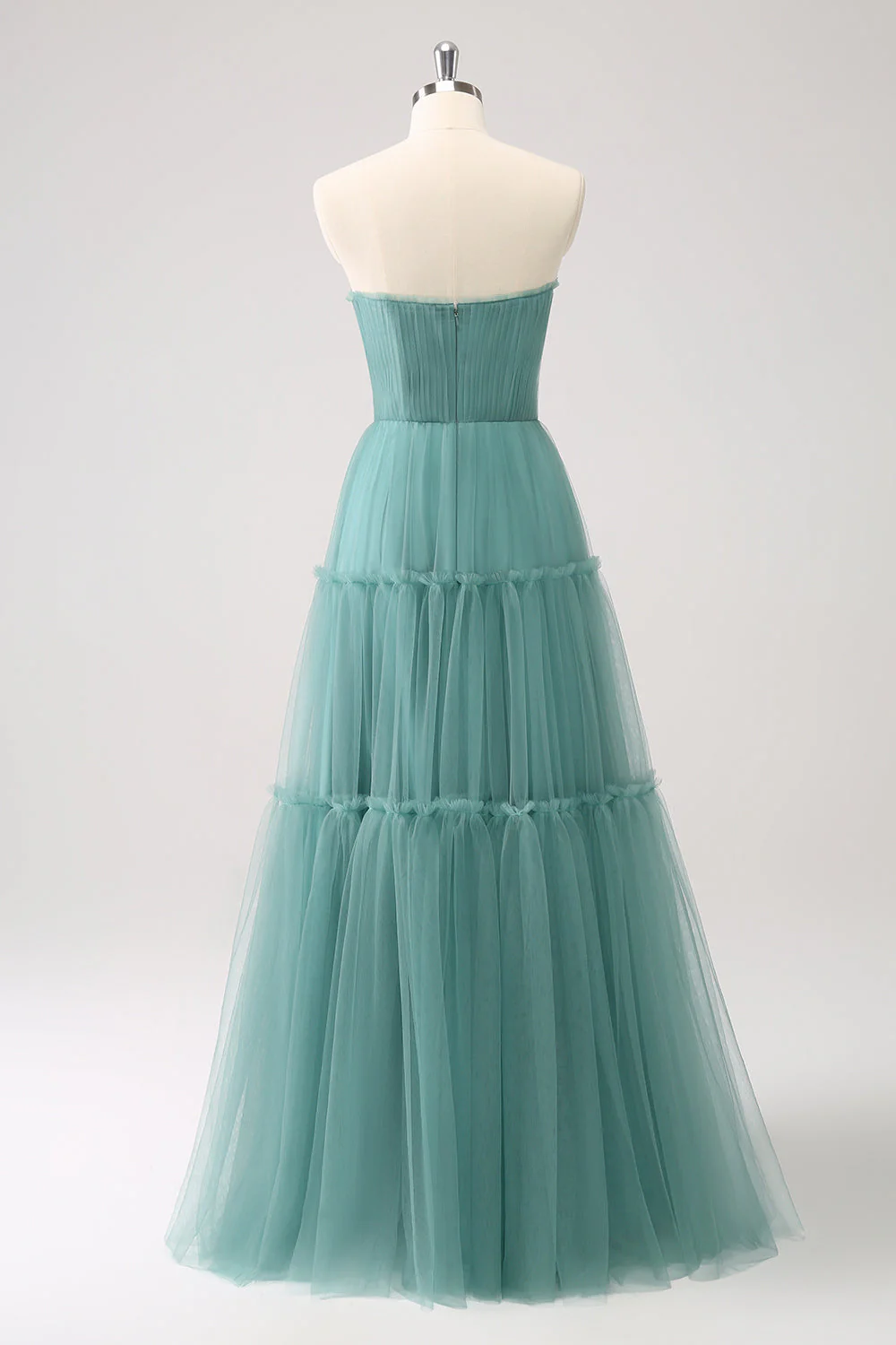 Eucalyptus Strapless Corset Tulle A-Line Bridesmaid Dress - JUORTHO
