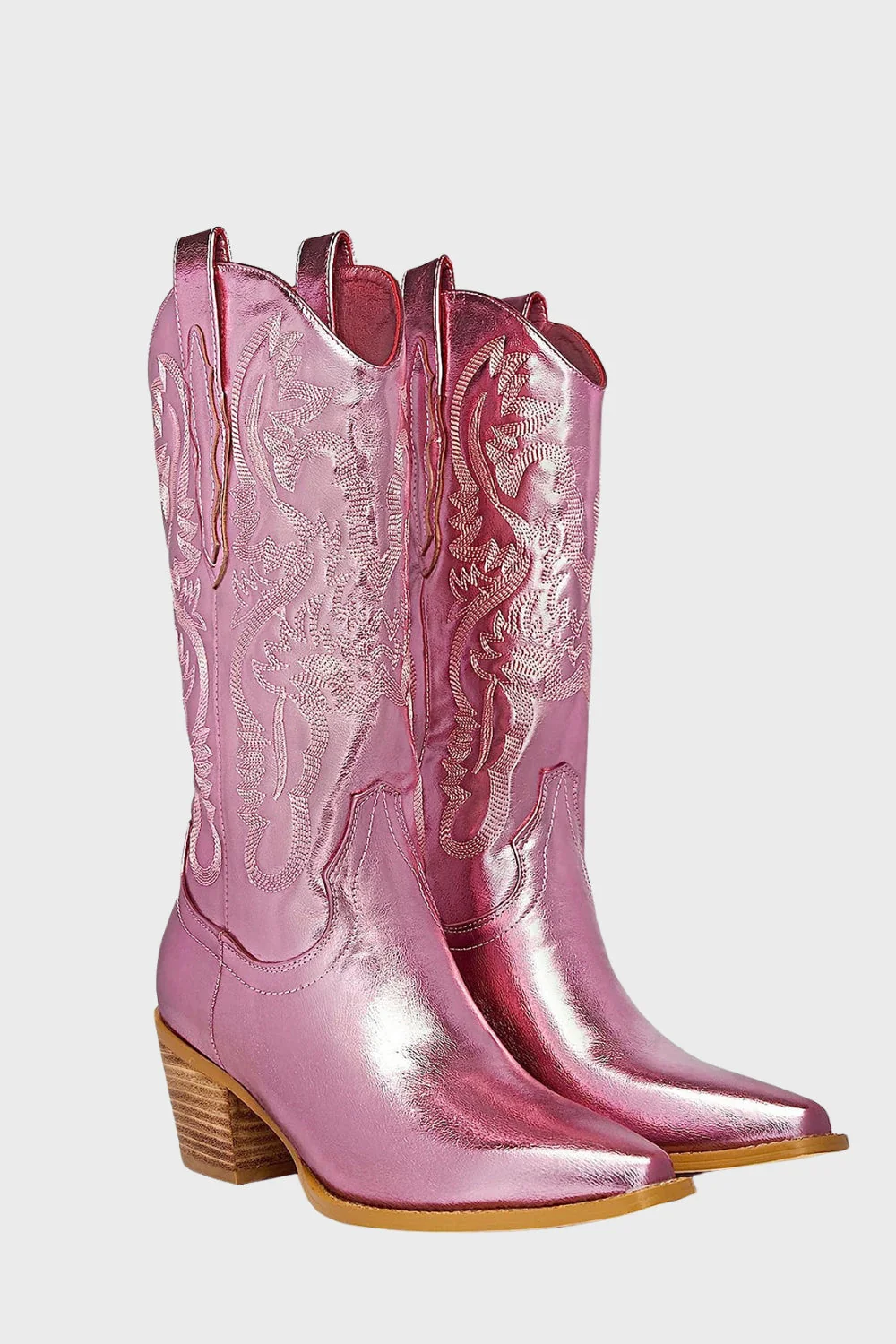 Fuchsia Embroidered Mid Calf Cowgirl Boots - JUORTHO