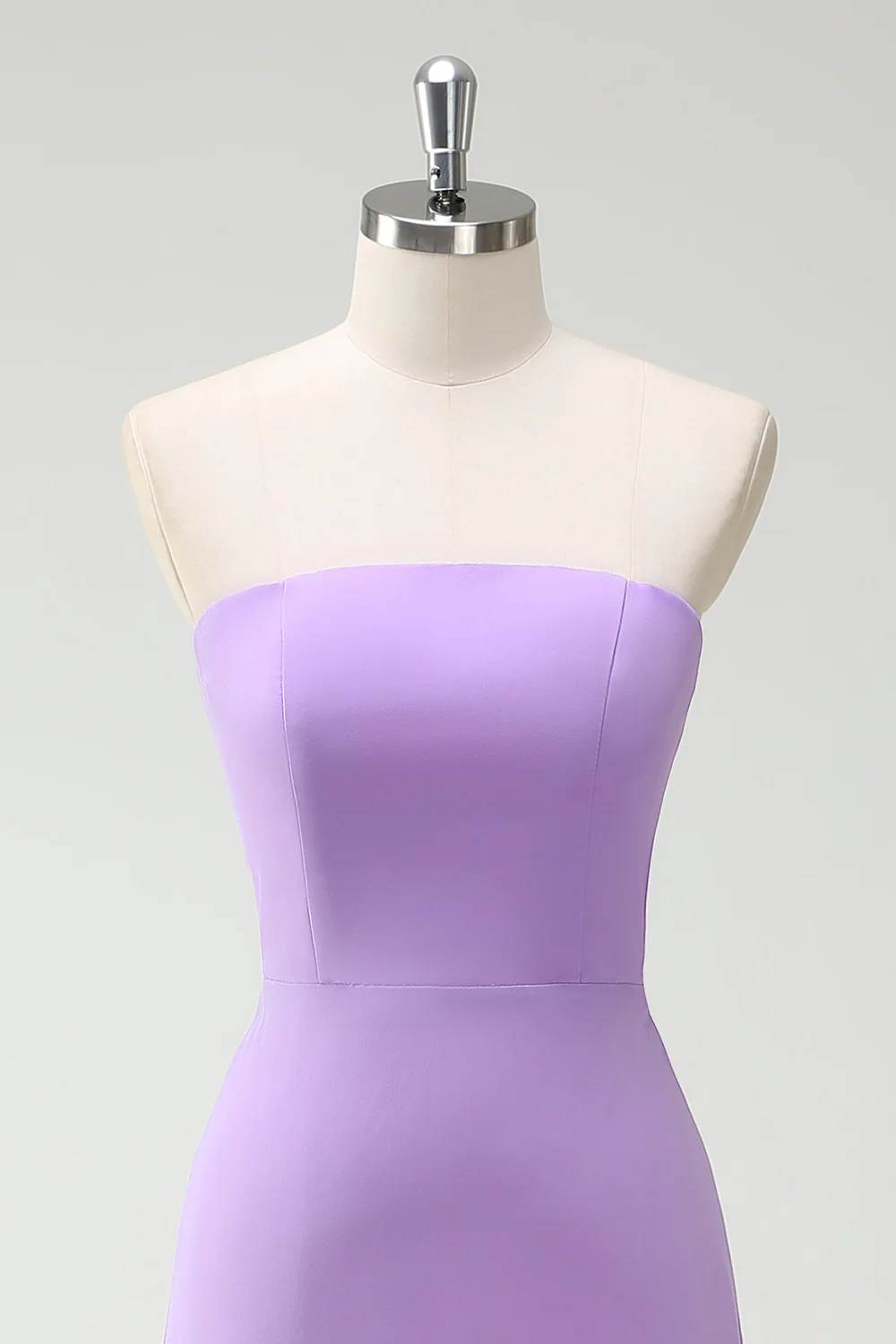 Simple Purple Strapless Chiffon Long Bridesmaid Dress With Slit - JUORTHO