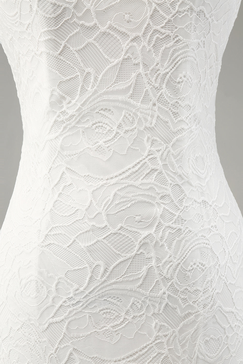Ivory Mermaid Lace Spaghetti Straps Wedding Dress with Slit - JUORTHO