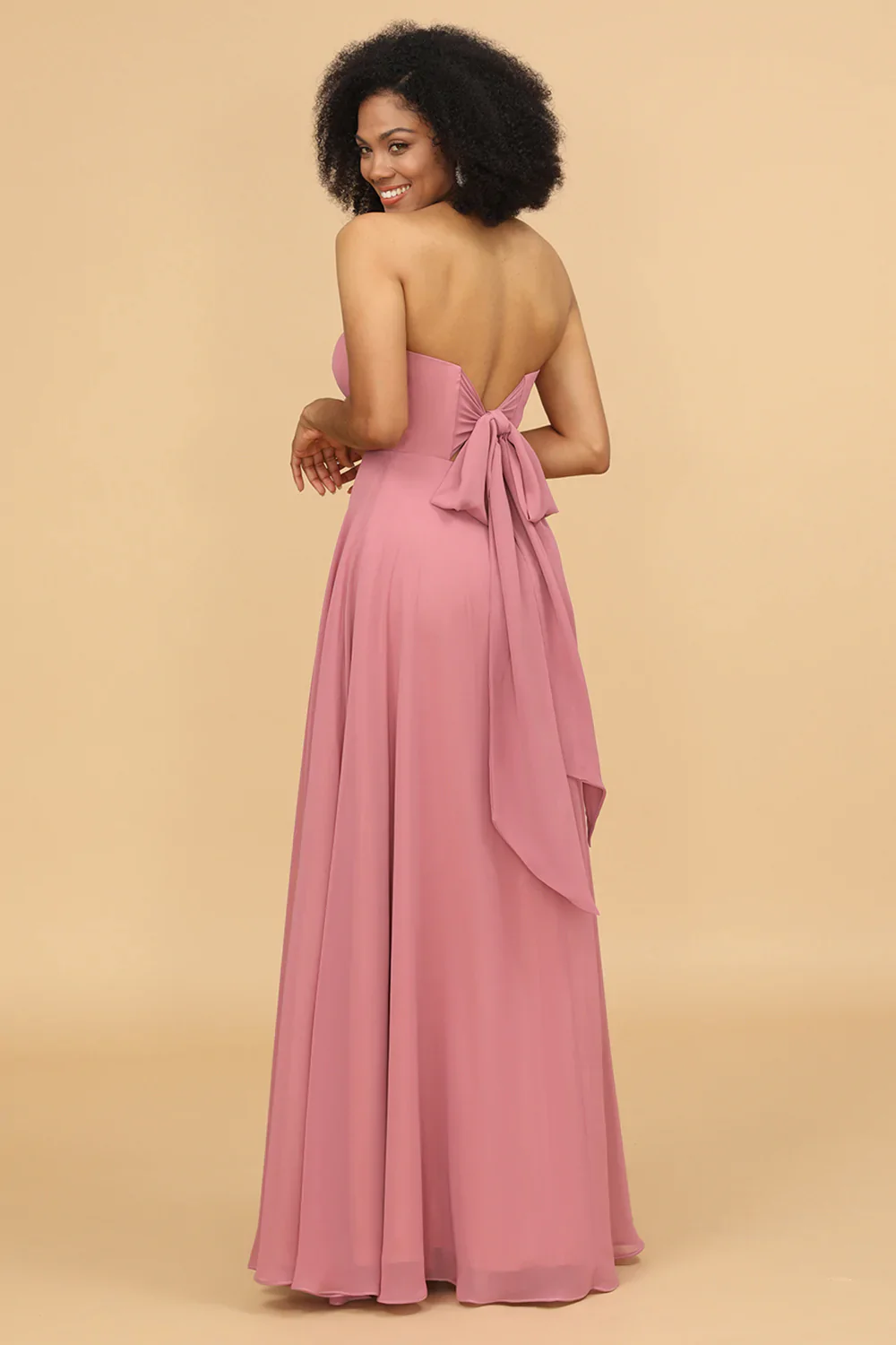 Chiffon A Line Blush Bridesmaid Dress - JUORTHO