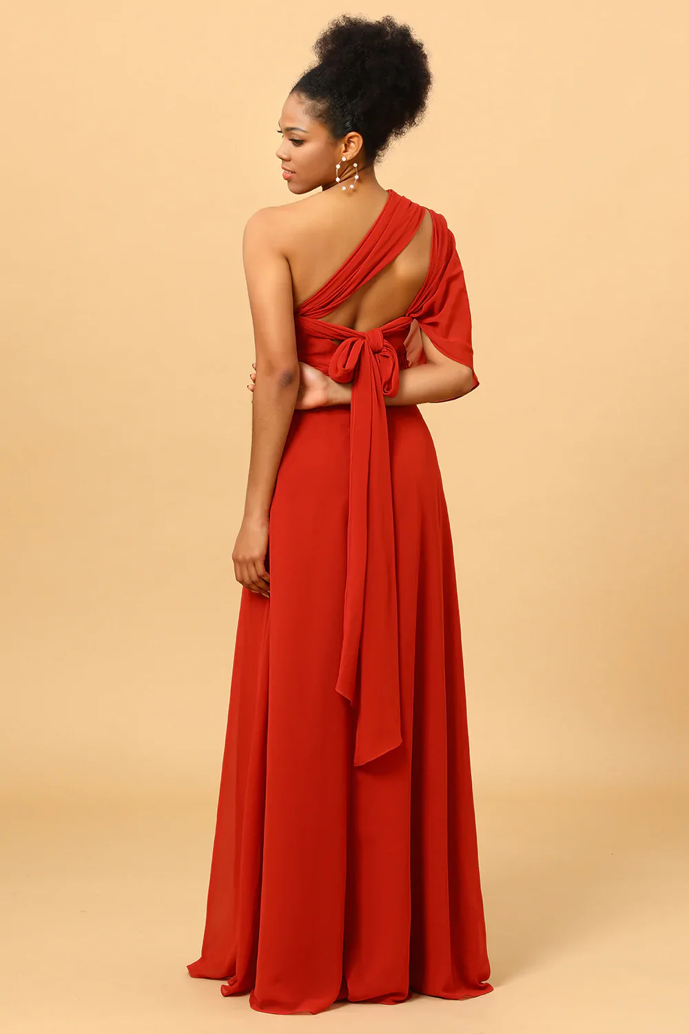 Rust Red Convertible Chiffon Bridesmaid Dress - JUORTHO