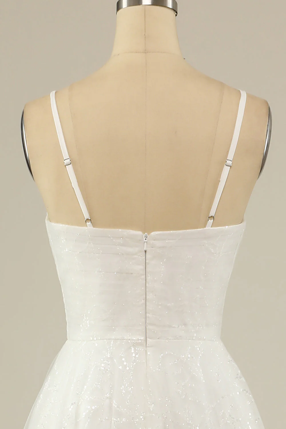 A Line Spaghetti Straps White Tulle Party Dress - JUORTHO