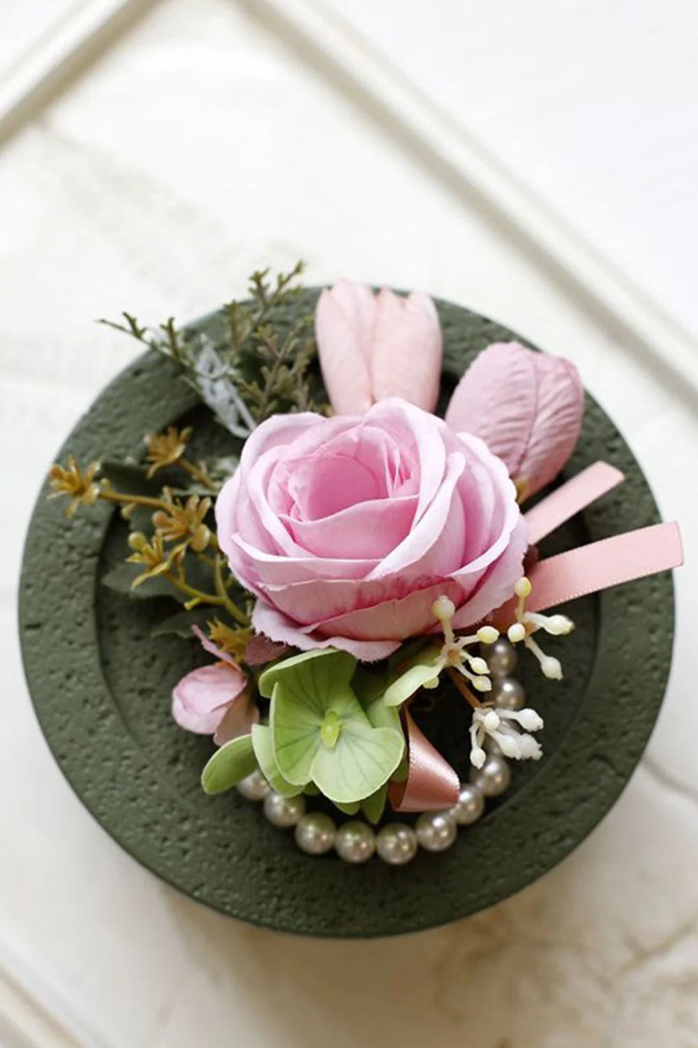 Apricot Prom Wrist Corsage and Men‘s Boutonniere For Wedding - JUORTHO