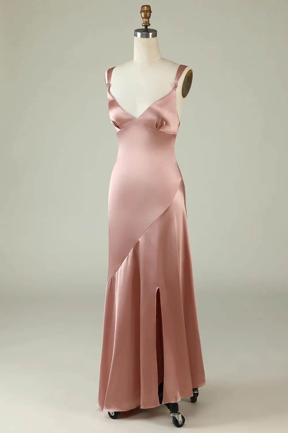 Blush Asymmetrical Bridesmaid Dress with Slit - JUORTHO
