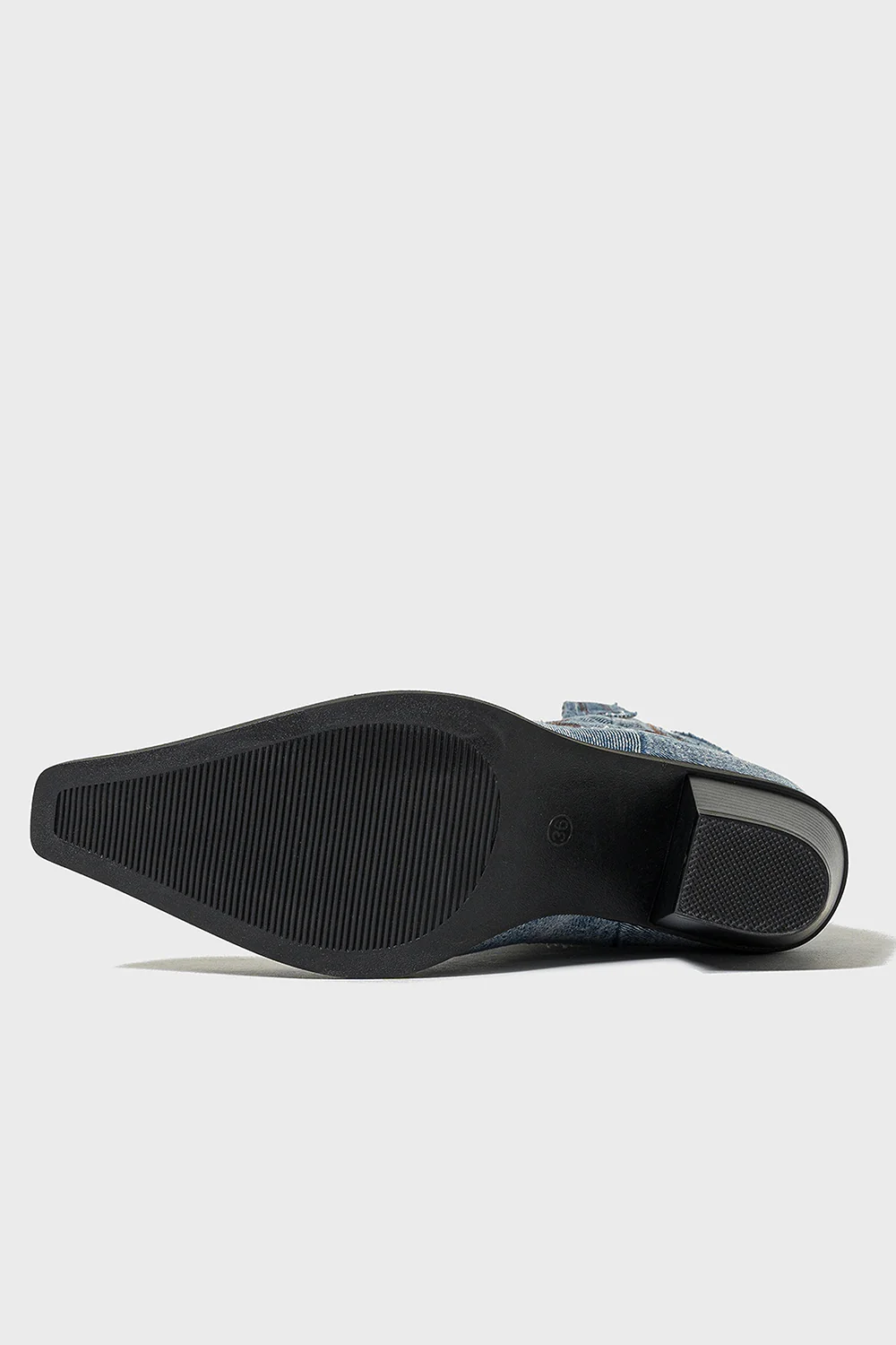 Dark Blue Embroidered Wide Calf Chunky Heel Western Cowgirl Boots - JUORTHO