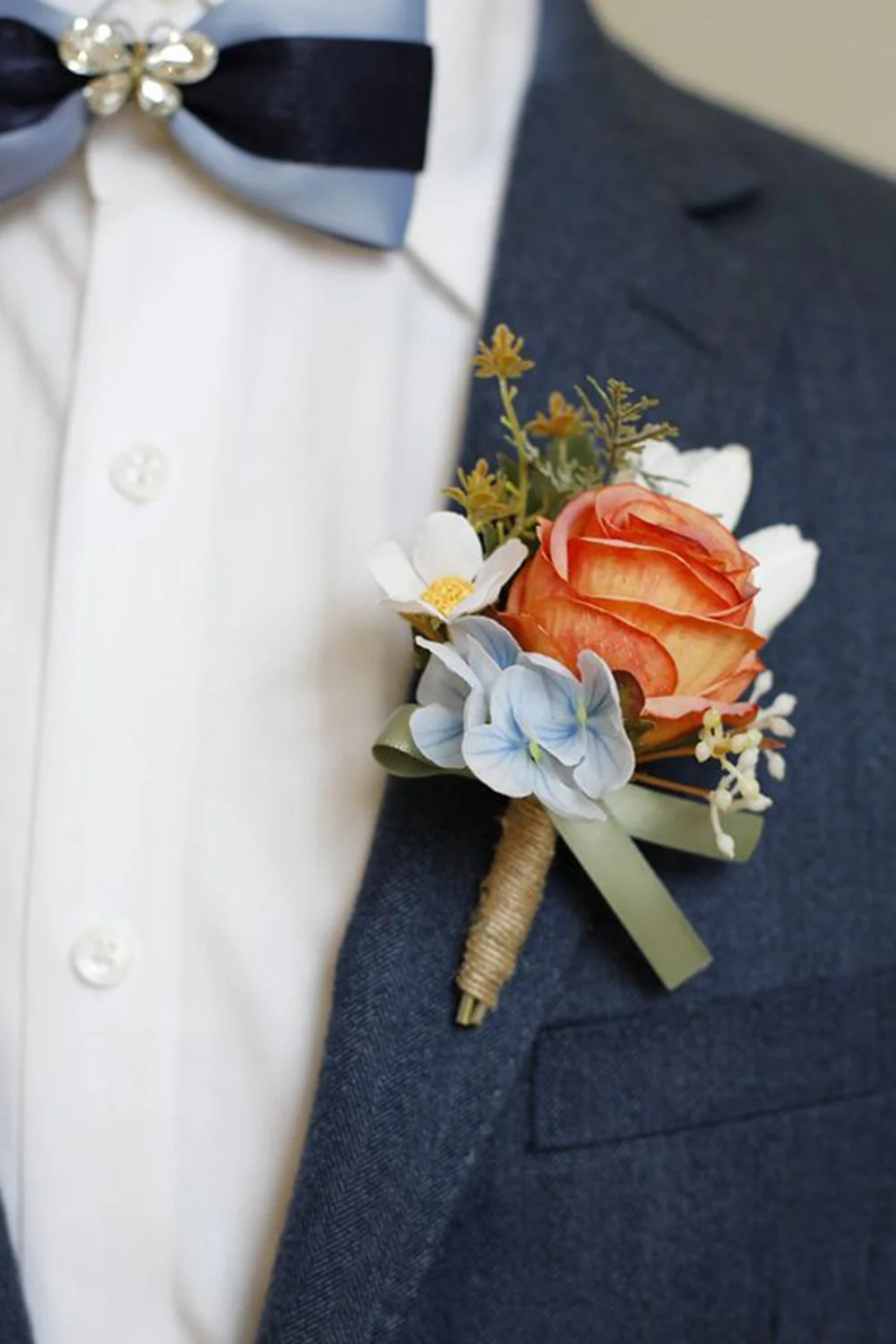 Apricot Prom Wrist Corsage and Men‘s Boutonniere For Wedding - JUORTHO