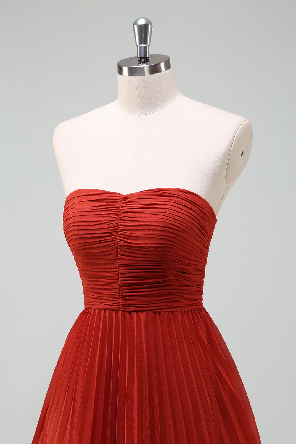 A-Line Sweetheart Lilac Tiered Chiffon Long Bridesmaid Dress with Pleated - JUORTHO