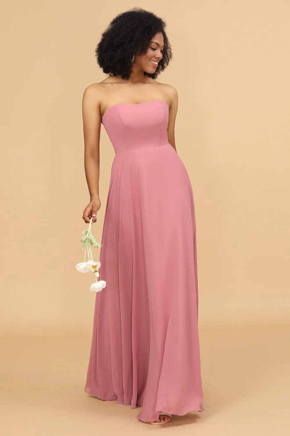 Chiffon A Line Blush Bridesmaid Dress - JUORTHO