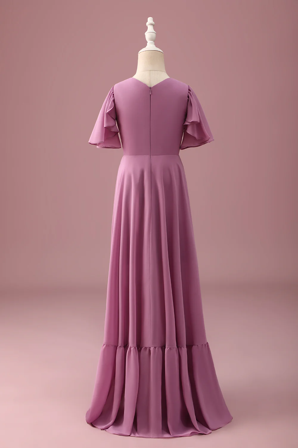 Vintage Mauve High-Low A-Line Junior Bridesmaid Dress - JUORTHO