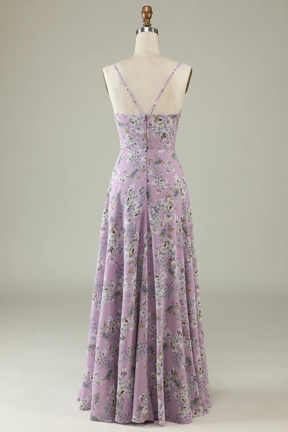 Black White Flower Boho Chiffon Bridesmaid Dress - JUORTHO