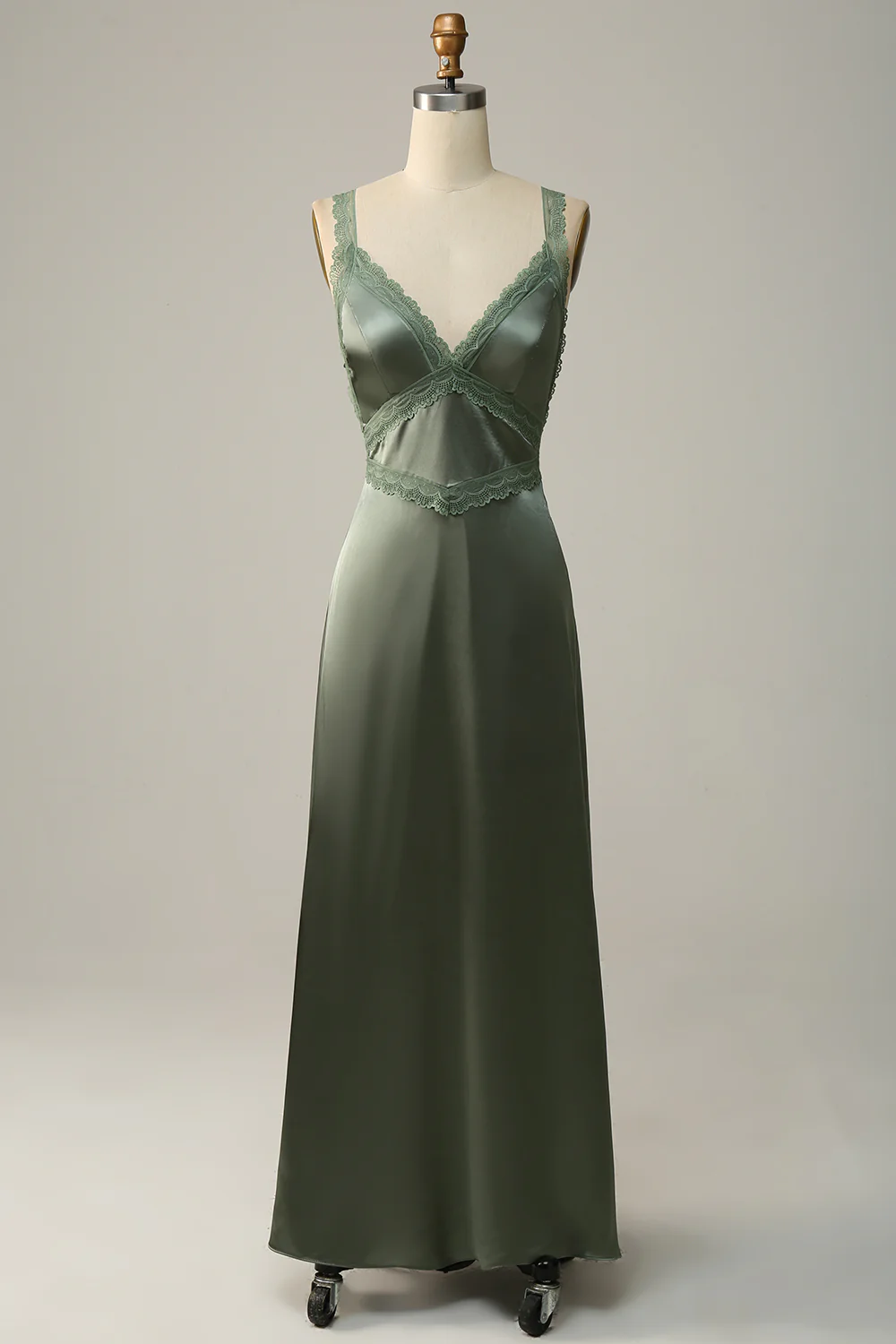 Eucalyptus V Neck Long Bridesmaid Dress - JUORTHO