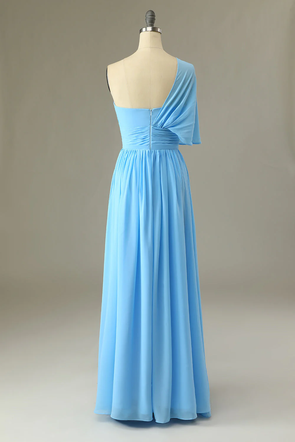 One Shoulder Blue Bridesmaid Dress - JUORTHO
