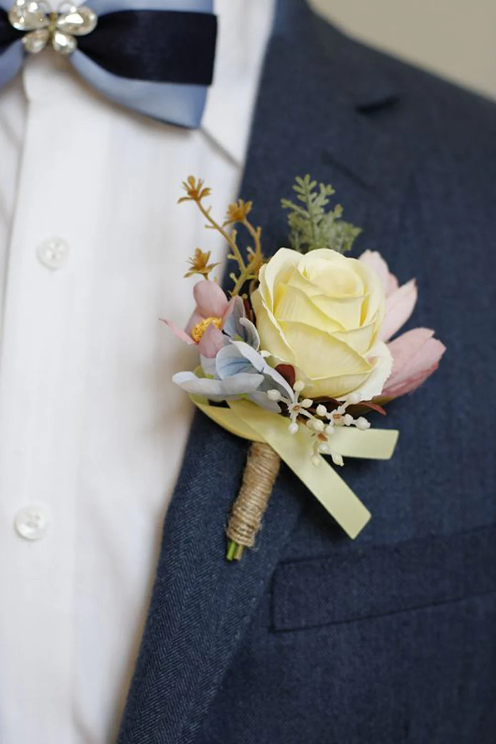 Apricot Prom Wrist Corsage and Men‘s Boutonniere For Wedding - JUORTHO