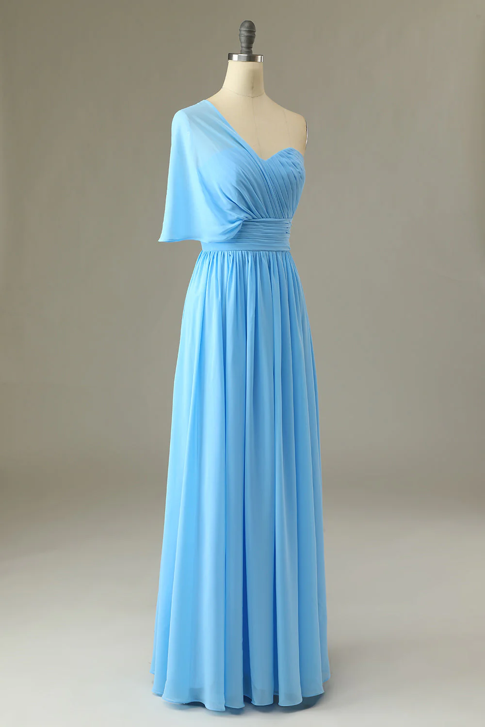 One Shoulder Blue Bridesmaid Dress - JUORTHO
