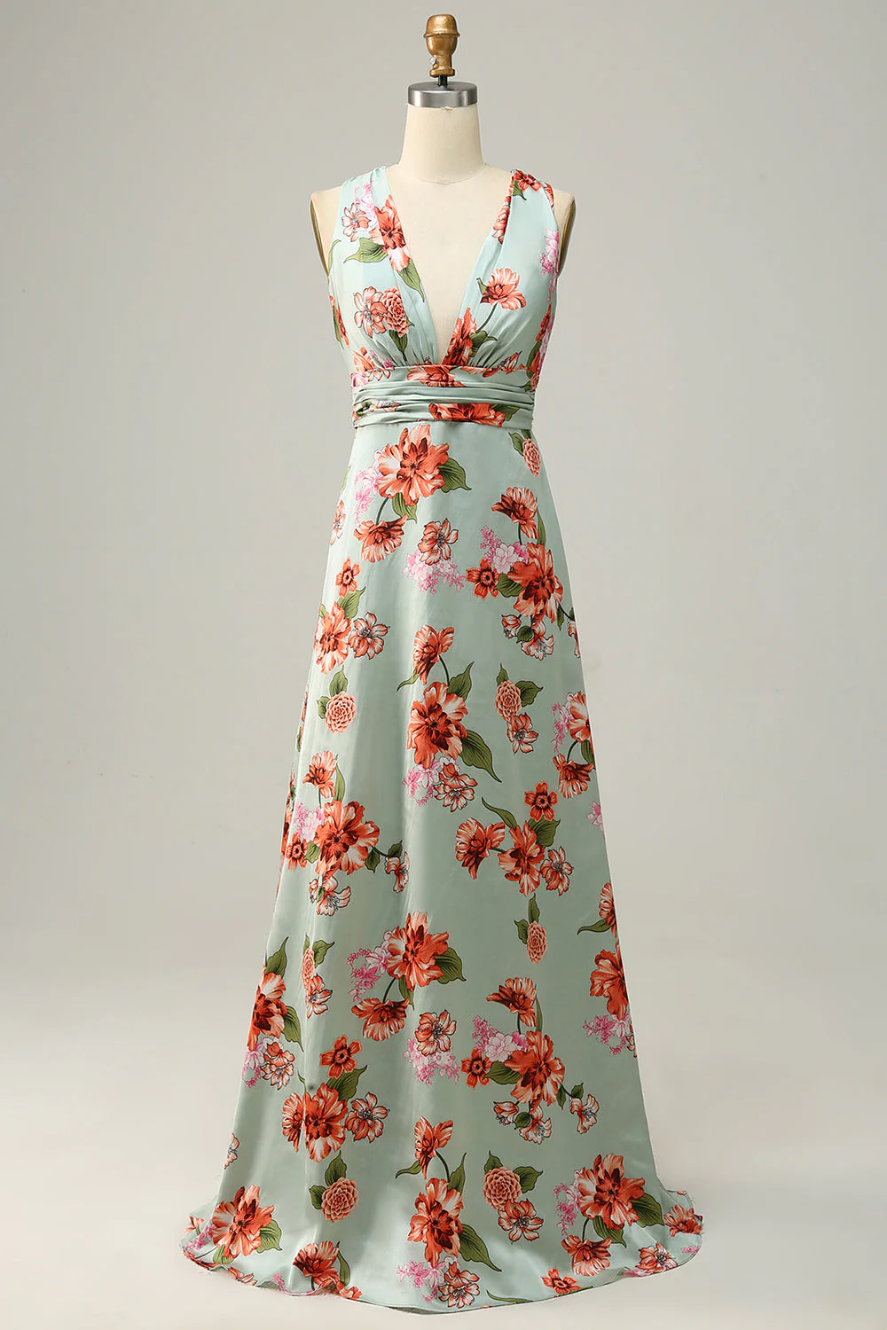 Green Halter Sleeveless A Line Bridesmaid Dress - JUORTHO