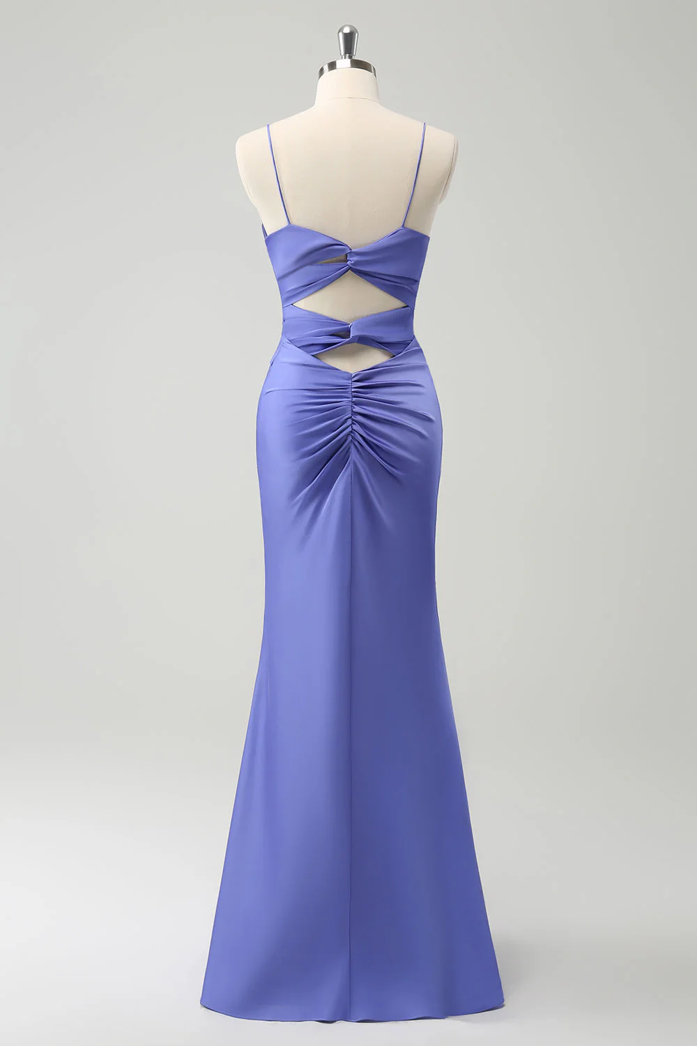 Purple Mermaid Spaghetti Straps Hollow Out Twist Front Bridesmaid Dress - JUORTHO