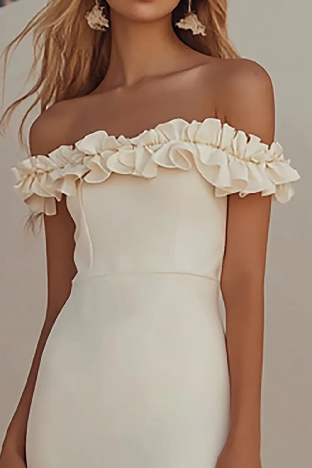 Floor Length White Off The Shoulder Sheath Graduation Dress - JUORTHO