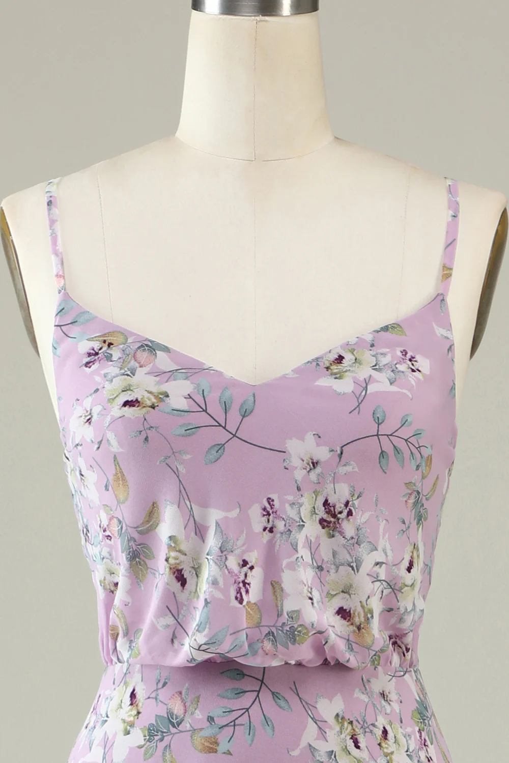 Black White Flower Boho Chiffon Bridesmaid Dress - JUORTHO