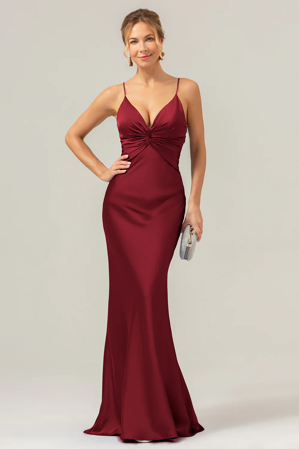 Purple Mermaid Spaghetti Straps Hollow Out Bridesmaid Dress - JUORTHO