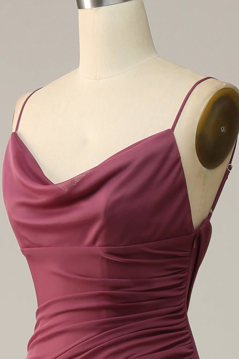 Spaghetti Straps Opne Back Desert Rose Bridesmaid Dress - JUORTHO