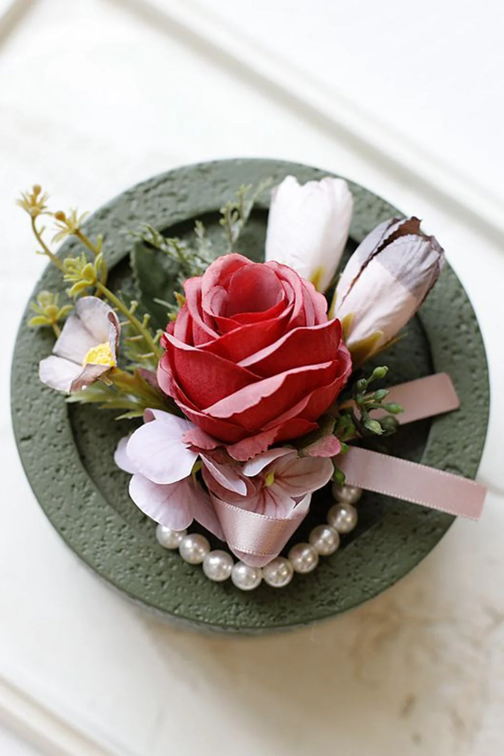 Apricot Prom Wrist Corsage and Men‘s Boutonniere For Wedding - JUORTHO