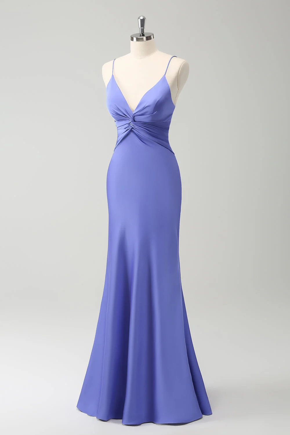 Purple Mermaid Spaghetti Straps Hollow Out Bridesmaid Dress - JUORTHO