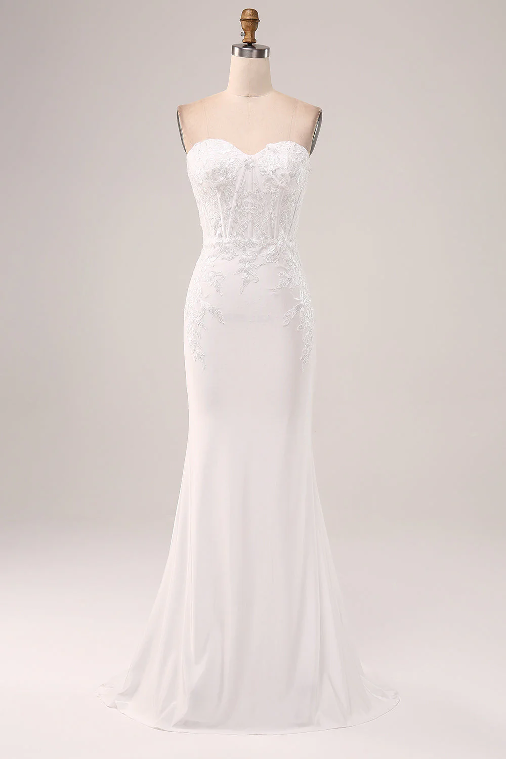 Ivory Strapless Mermaid Wedding Party Dress - JUORTHO