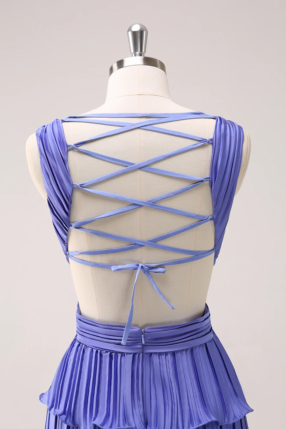 Purple Chiffon Ruffled Long Bridesmaid Dress With Slit - JUORTHO