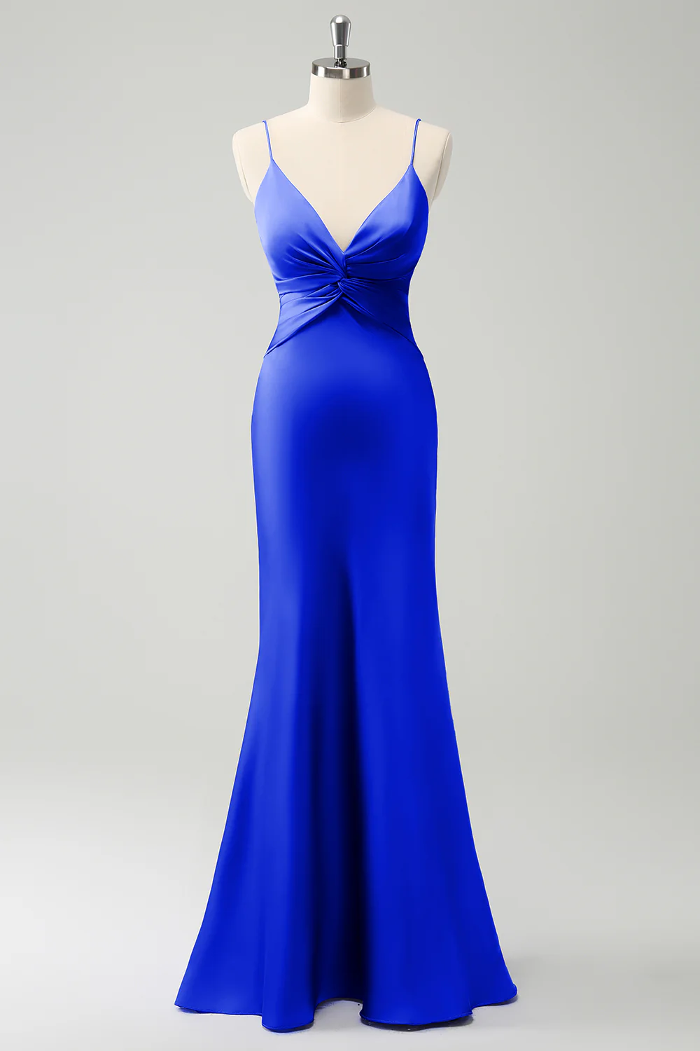 Purple Mermaid Spaghetti Straps Hollow Out Twist Front Bridesmaid Dress - JUORTHO