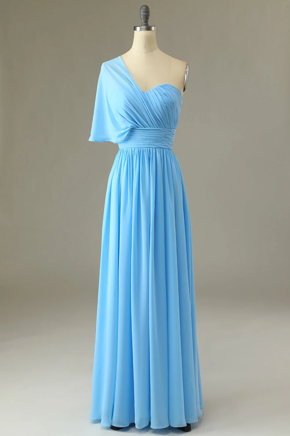 One Shoulder Blue Bridesmaid Dress - JUORTHO
