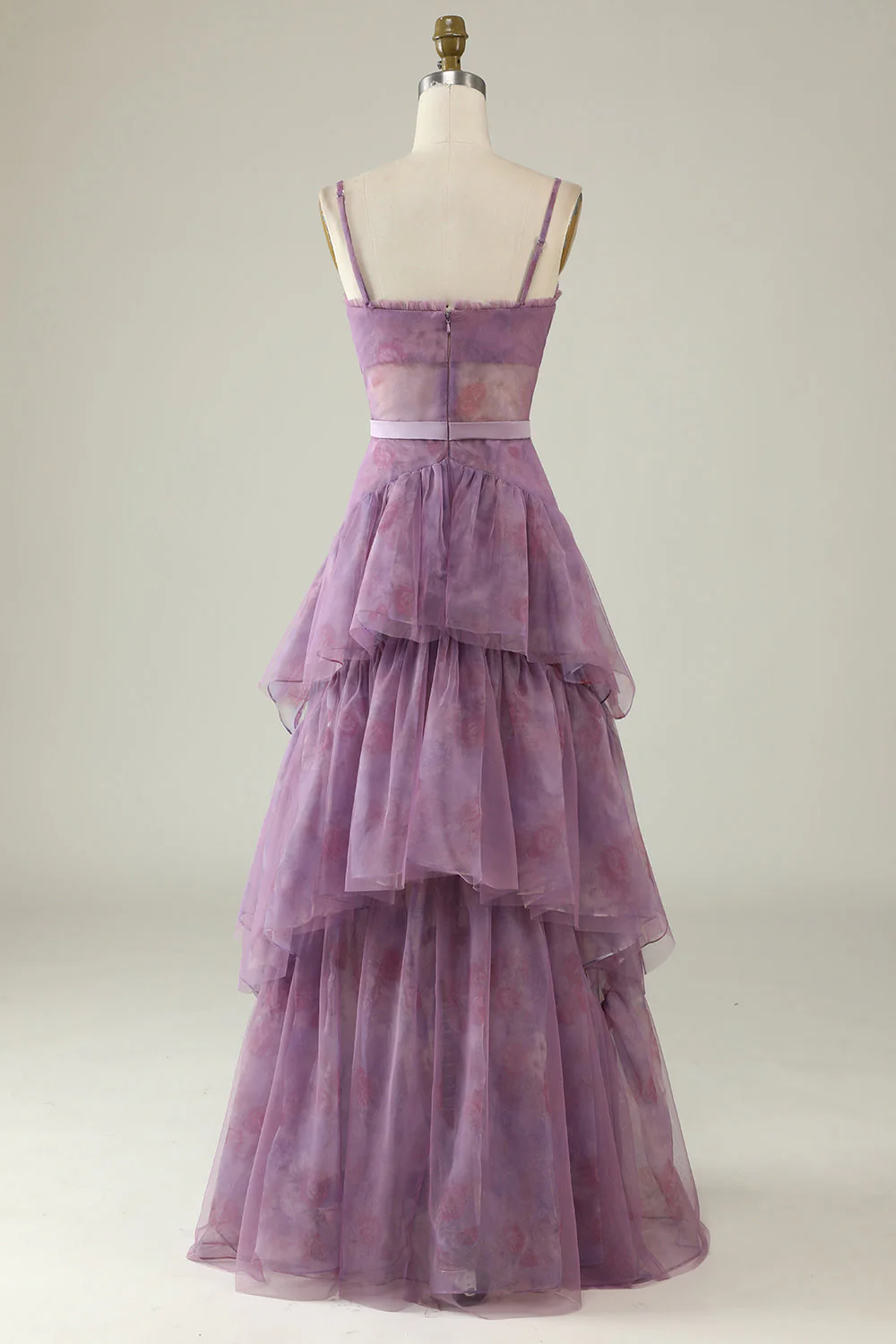 Purple Printed A Line Corset Prom Dress - JUORTHO
