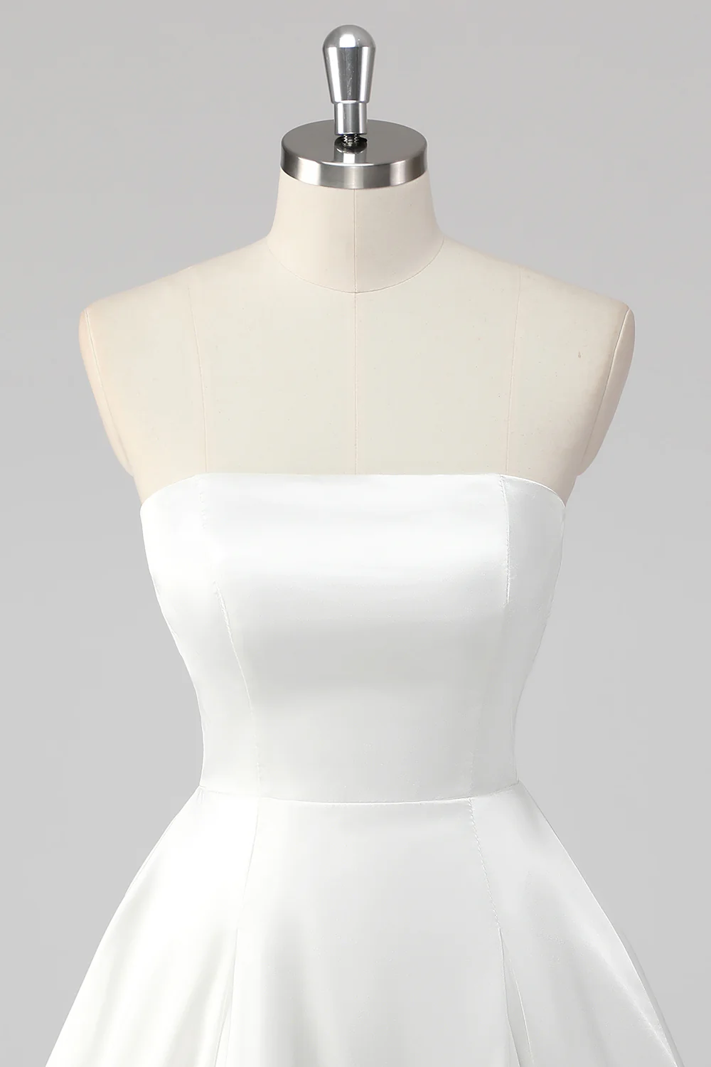 Simple White A-Line Strapless Little White Graduation Dress - JUORTHO