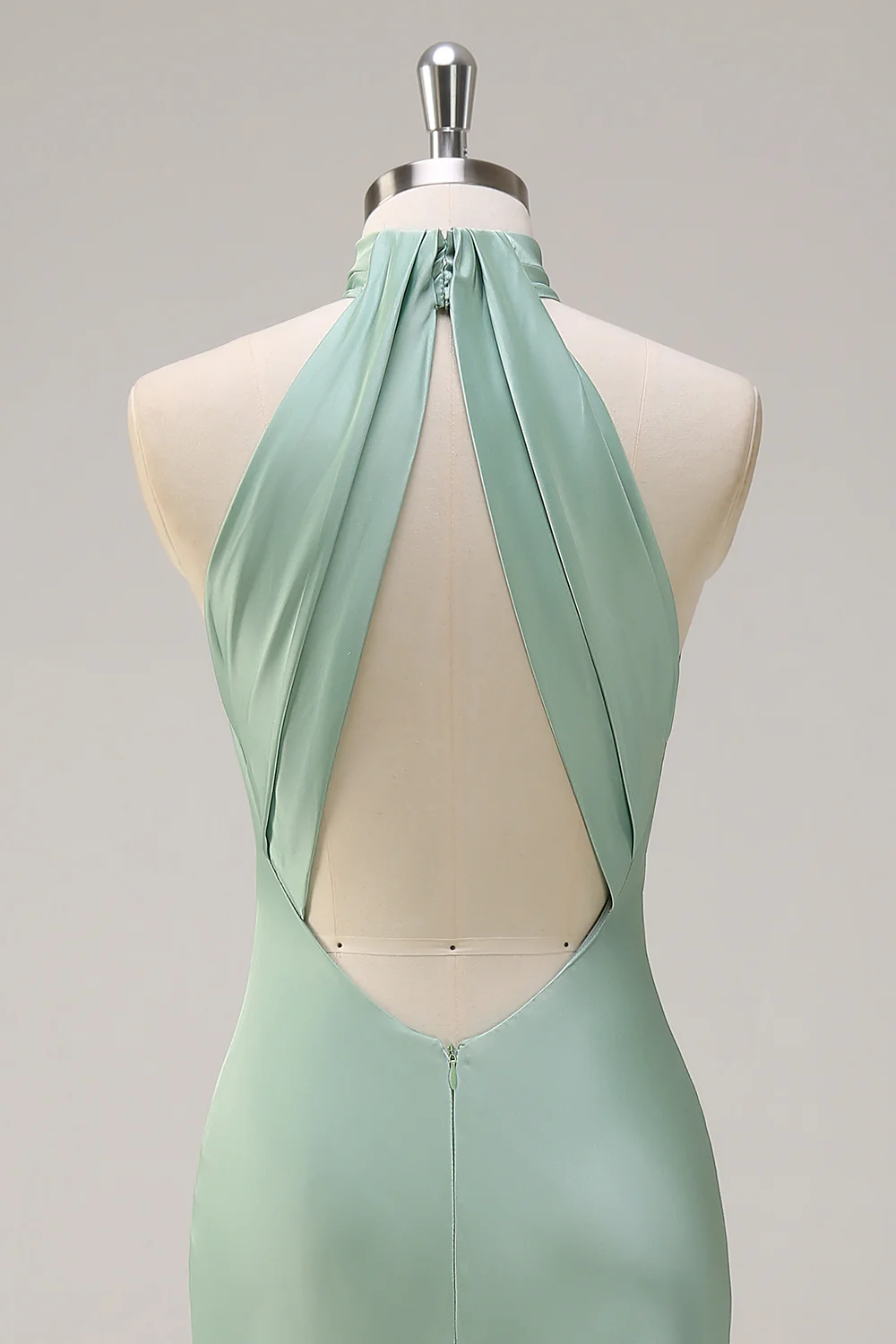 Halter Open Back Lemon Green Long Bridesmaid Dress - JUORTHO