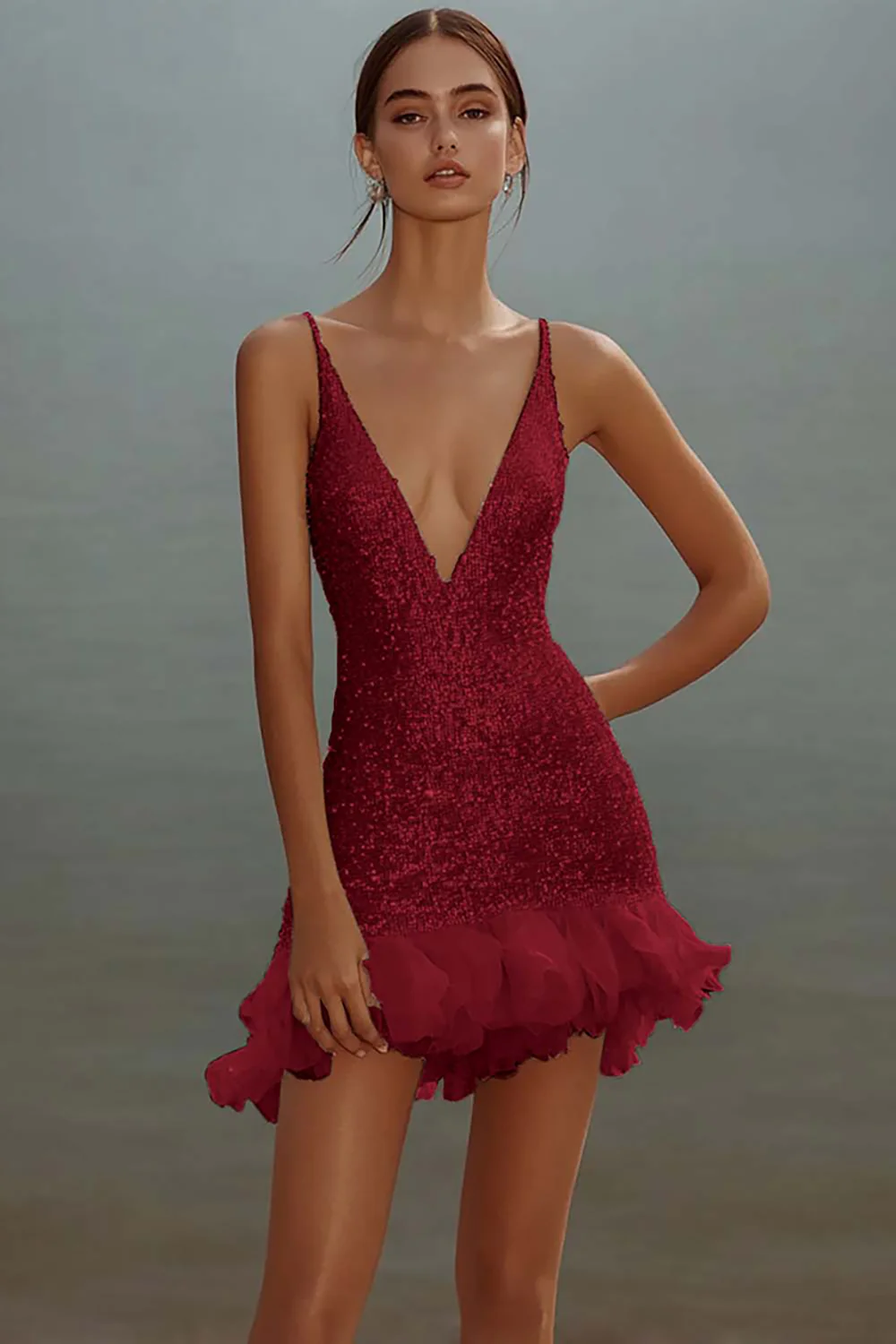 Sparkly White Bodycon Sequins Mini Graduation Homecoming Dress - JUORTHO