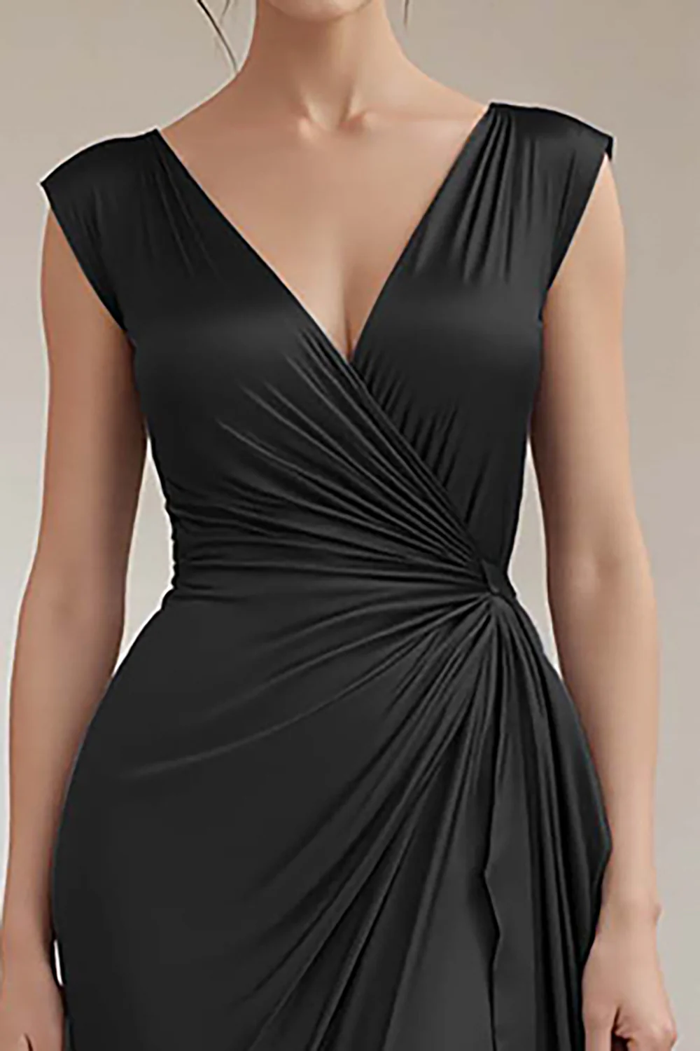 Peacock V-Neck Sheath Ruched Long Formal Dress with Ruffles - JUORTHO