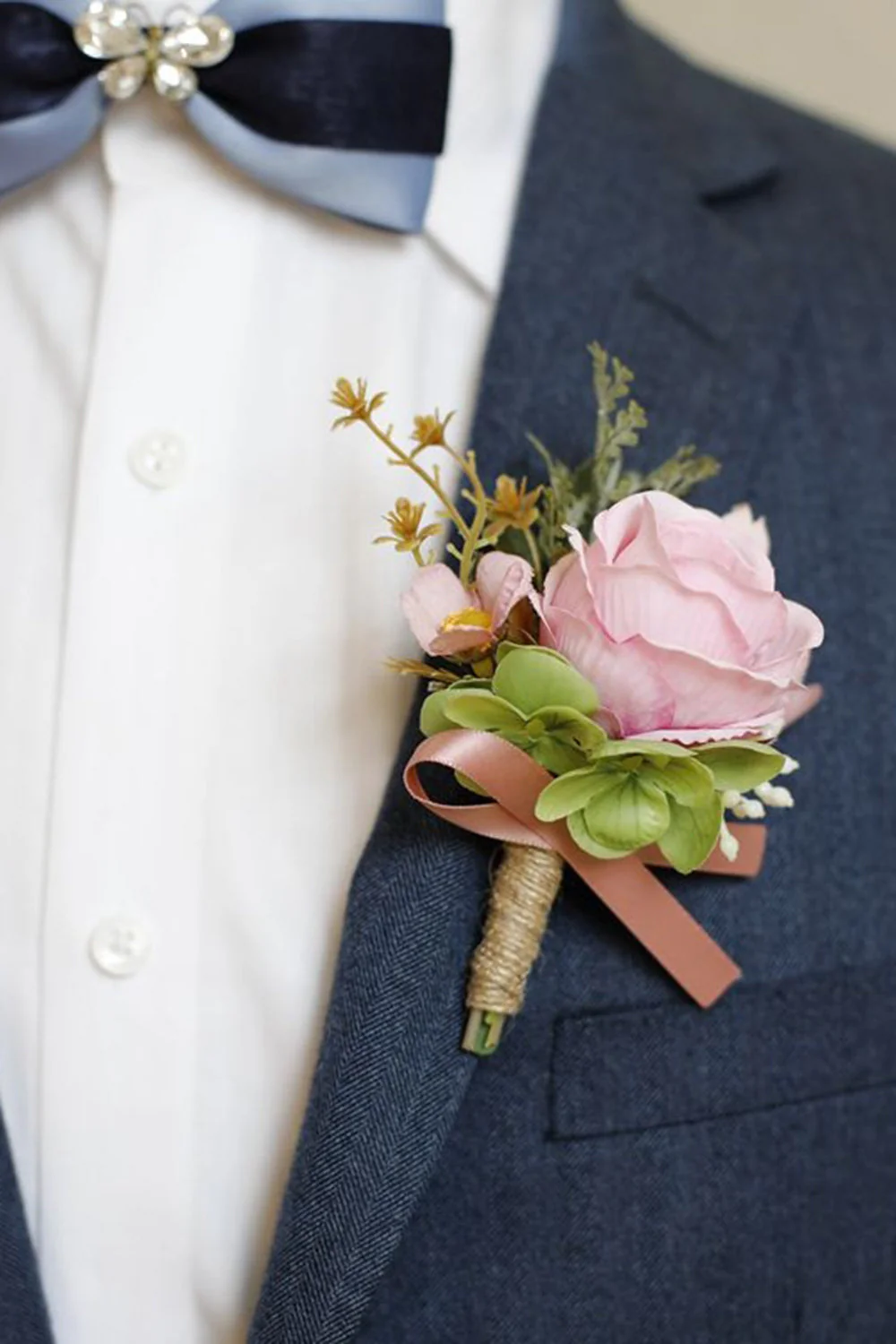 Apricot Prom Wrist Corsage and Men‘s Boutonniere For Wedding - JUORTHO
