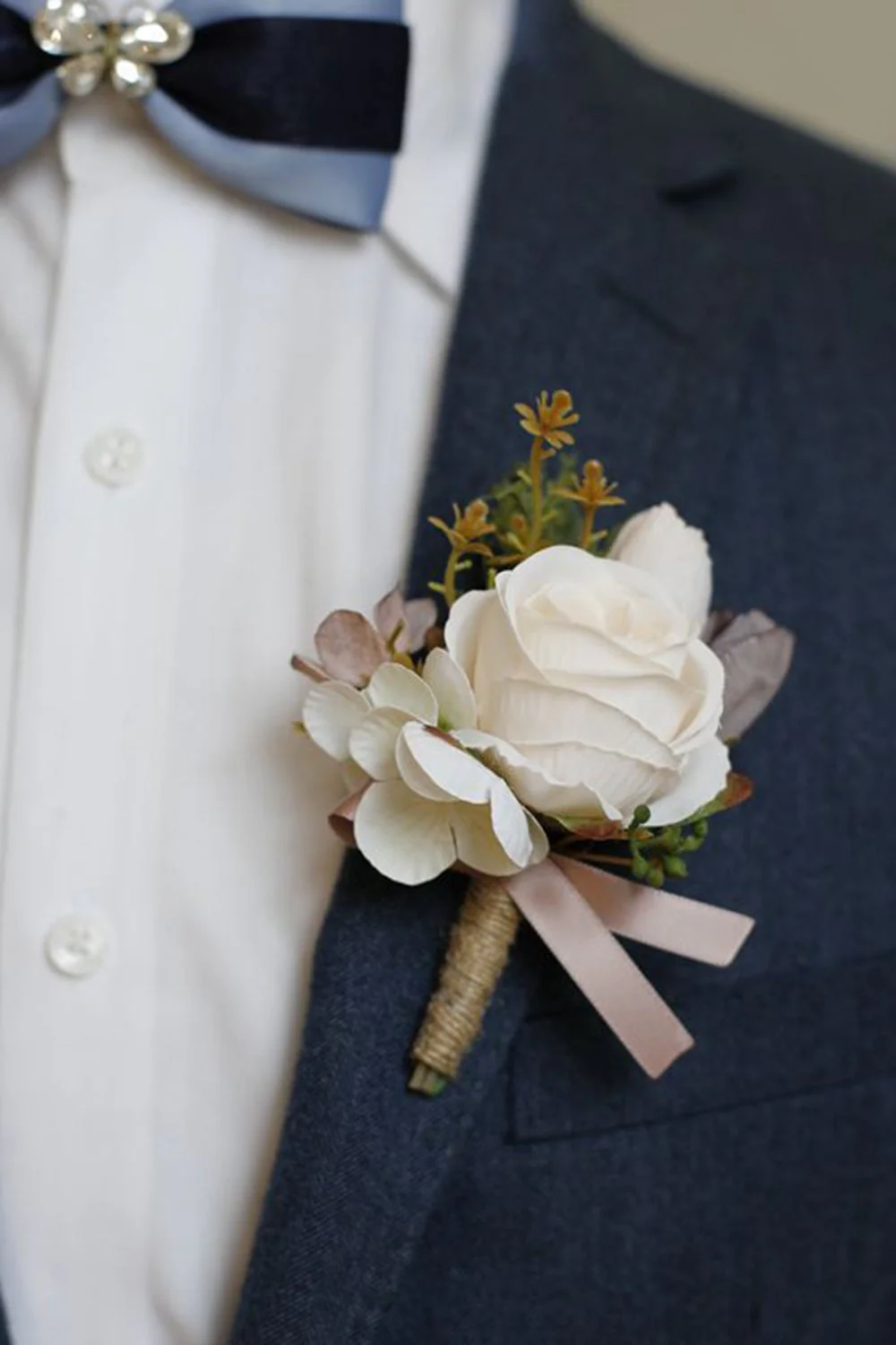Apricot Prom Wrist Corsage and Men‘s Boutonniere For Wedding - JUORTHO